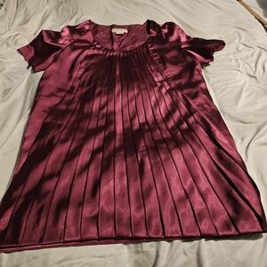 Michael Kors Pleated Babydoll Dress Maroon Size 14